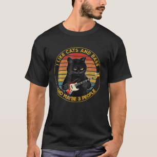 T-shirt J'Aime Les Chats Et La Basse Et Peut-Être 3 Person