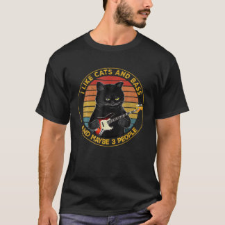 T-shirt J'Aime Les Chats Et La Basse Et Peut-Être 3 Person