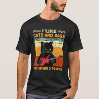 T-shirt J'Aime Les Chats Et La Basse Et Peut-Être 3 Person