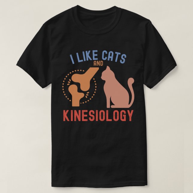 T-shirt J'aime les chats et la kinésiologie (Design devant)