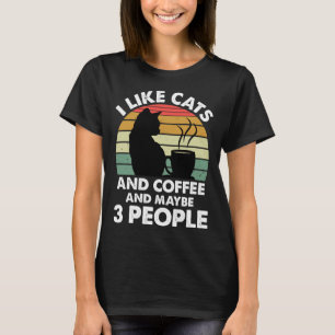 T-shirt J'aime les chats et le café et peut-être 3 personn
