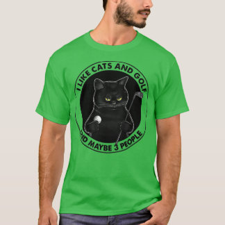 T-SHIRT J'AIME LES CHATS ET LE GOLF PEUT-ÊTRE 3 PERSONNES