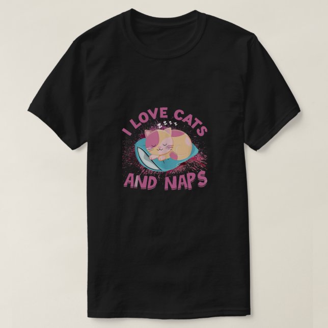 T-shirt J'Aime Les Chats Et Les Siestes (Design devant)