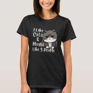 T-shirt J'aime les chats et peut-être 3 personnes
