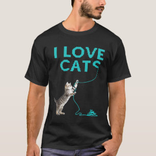 T-shirt J'AIME LES CHATS I Idea Funny Tricot Crochet Yarn