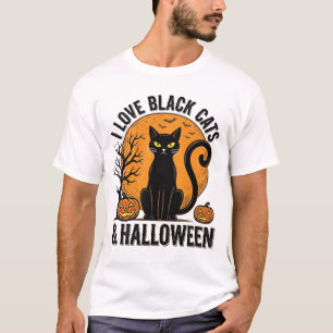 T-shirt J'aime les chats noirs Halloween Vintage Shirt Des