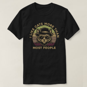 T-shirt J'aime les chats plus que la plupart des gens Retr