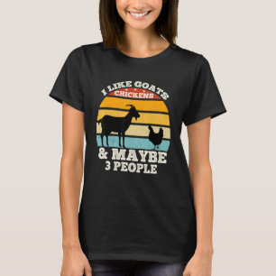 T-shirt J'aime les chèvres les poules et peut-être 3 perso