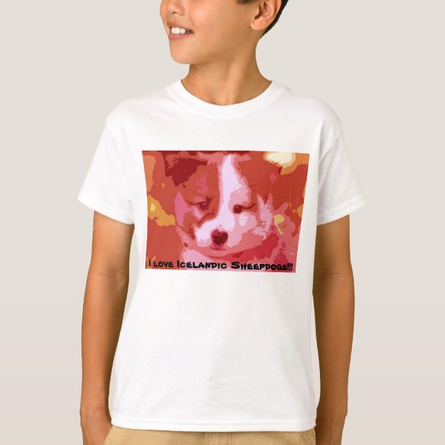 T-shirt J'aime les chiens de berceau islandais (Devant)