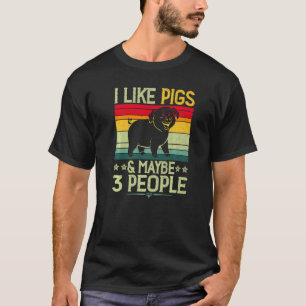 T-shirt J'aime les cochons et peut-être 3 personnes récolt