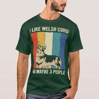 T-shirt J'Aime Les Corgi Gallois Et Peut-Être 3 Personnes 