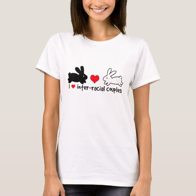 T-shirt J'aime les couples Inter-raciaux (la lumière) (Devant)