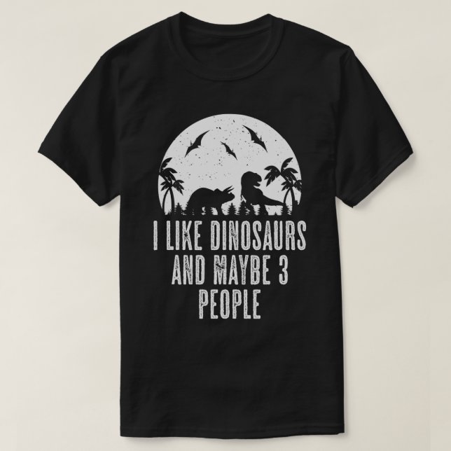 T-shirt J'Aime Les Dinosaures Peut-Être 3 Personnes Dinos  (Design devant)