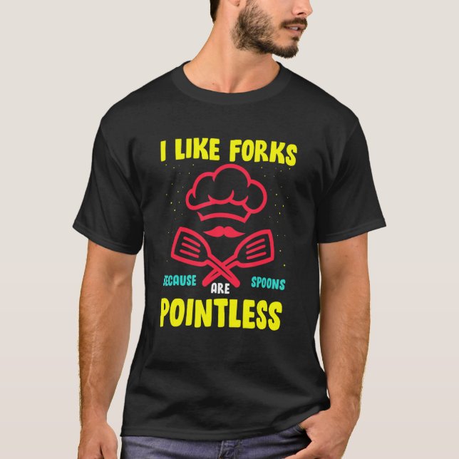 T-shirt J'Aime Les Fourches Parce Que Les Cuillères Sont S (Devant)