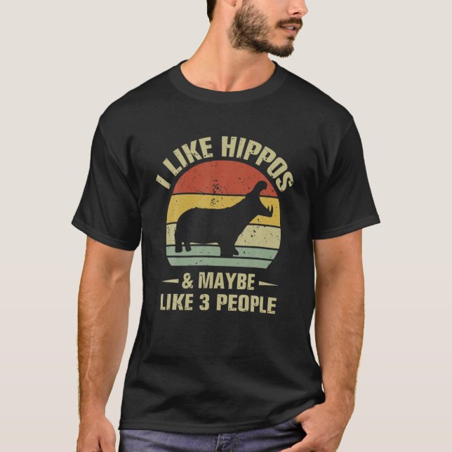 T-shirt J'Aime Les Hippopotames Et Peut-Être 3 Personnes H (Devant)
