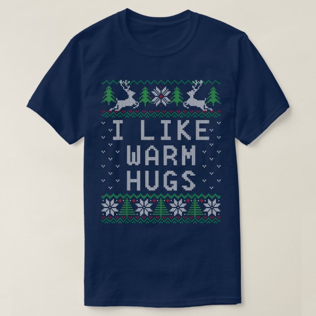 T-shirt J'Aime Les Hugs Chauds Drôle Mauvais Noël Joyeux V (Design devant)