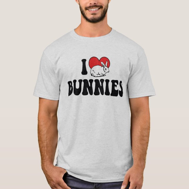 T-shirt J'Aime Les Lapins Lapins De Coeur (Devant)