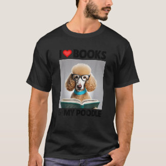 T-shirt J'aime les livres et mon caniche standard lecture 