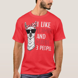 T-shirt J'aime les LLamas et peut-être 3 personnes Citatio