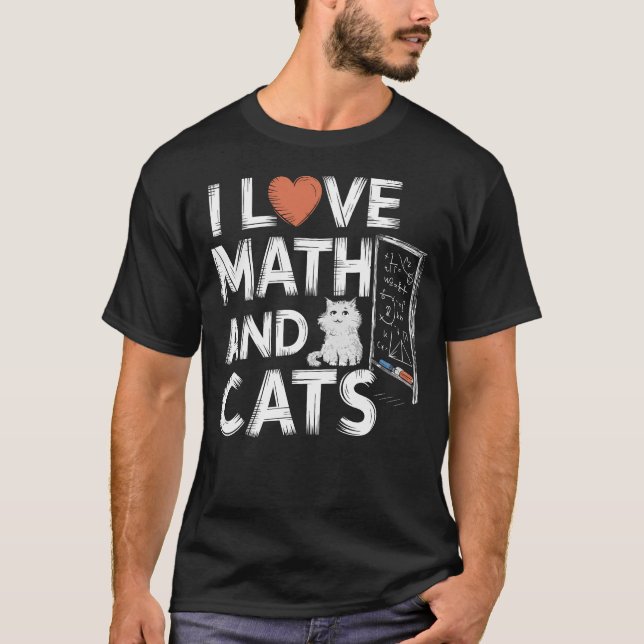 T-shirt J'Aime Les Maths Et Les Chats Drôle Enseignement A (Devant)