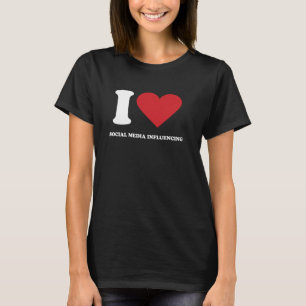T-shirt J'aime les médias sociaux INFLUENCER J'ai coeur le