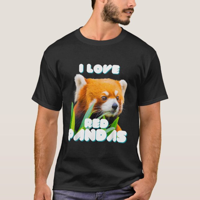 T-shirt J'aime les pandas rouges animal sauvage (Devant)