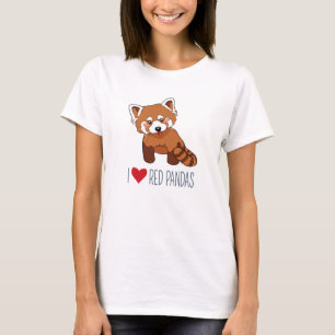 T-shirt J'aime les pandas rouges - panda rouge mignon