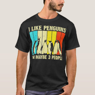 T-shirt J'Aime Les Pingouins Et Peut-Être 3 Personnes Rétr