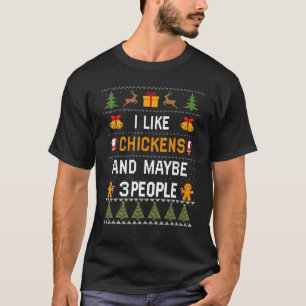 T-shirt J'aime les poules et peut-être 3 personnes Noël la