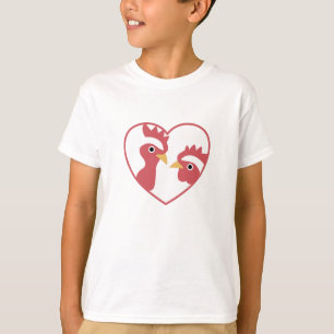 T-shirt J'Aime Les Poulets Mignons Dans Le Coeur Du Coeur
