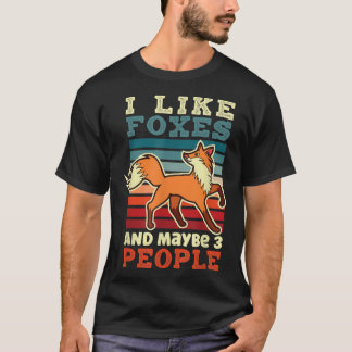 T-shirt J'aime les renards et peut-être 3 personnes Animal