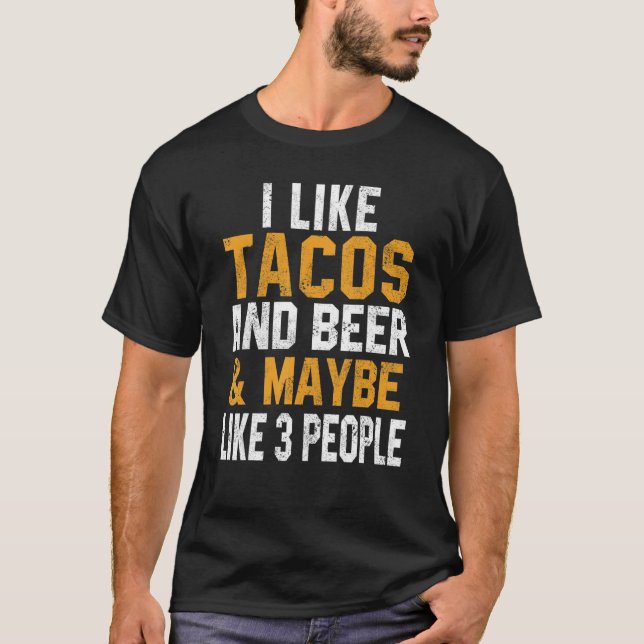 T-shirt J'Aime Les Tacos Et La Bière Cinco De Mayo Nourrit (Devant)