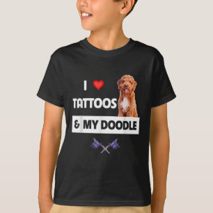 T-shirt J'Aime Les Tatouages Et Mon Chien De Doodle D'Or T