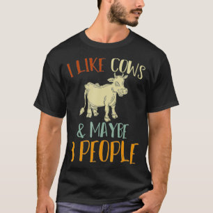 T-shirt J'Aime Les Vaches Et Peut-Être 3 Personnes Drôle A