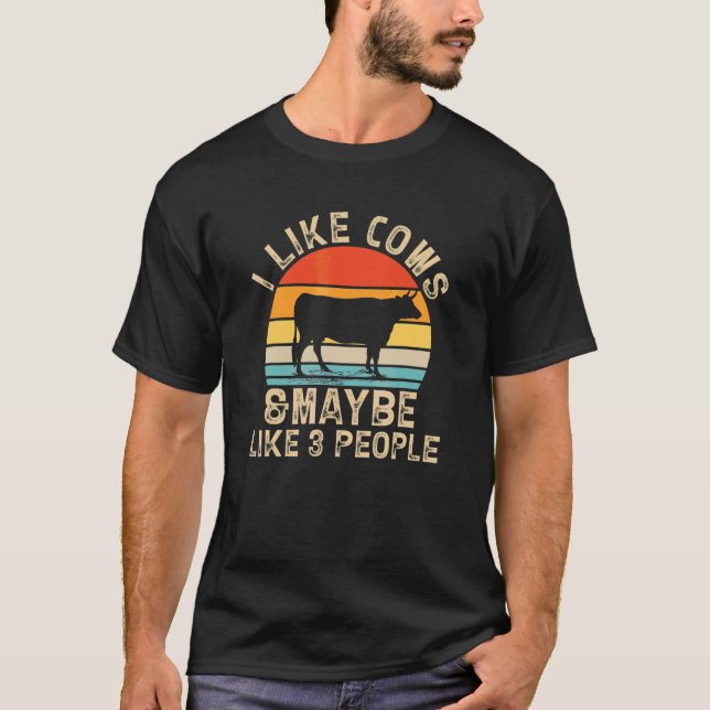 T-shirt J'Aime Les Vaches Et Peut-Être 3 Personnes Vache F (Devant)