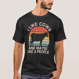T-shirt J'Aime Les Vaches Et Peut-Être 3 Personnes Vache V