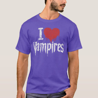 T-shirt J'aime les Vampires I Cœur Rouge Vampires Grunge H