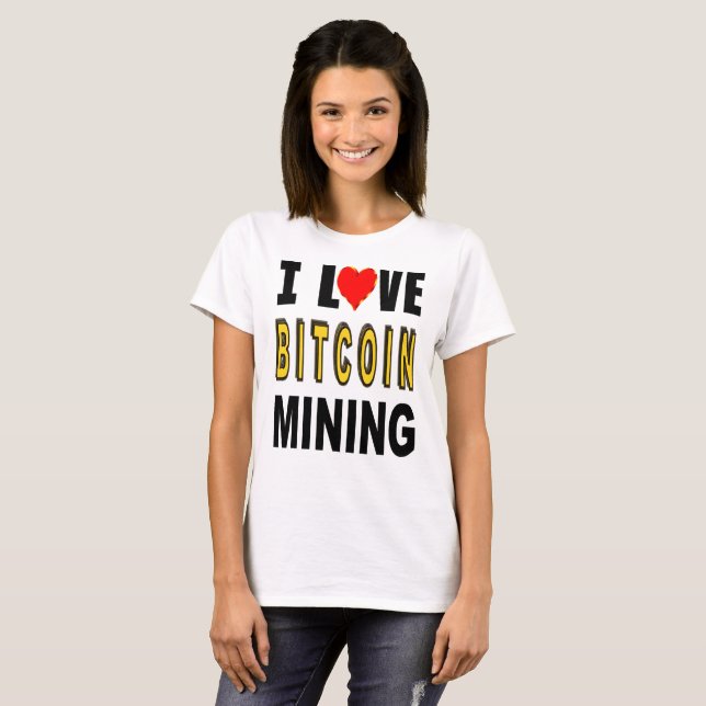 T-shirt J'aime l'exploitation de Bitcoin (Devant entier)