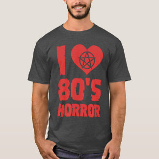T-shirt J'aime l'horreur des années 80 Pentagramme du cœur