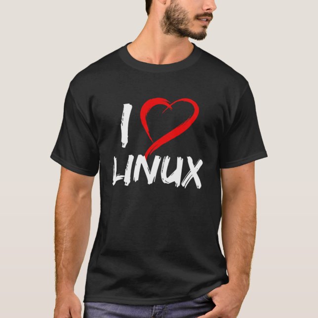 T-shirt J'aime Linux avec le pingouin Tux Open Source Os à (Devant)