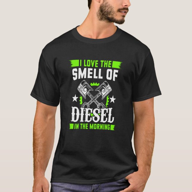 T-shirt J'Aime L'Odeur Du Diesel Dans La Voiture Matin Mec (Devant)