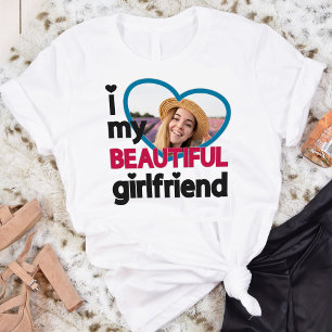 T-shirt J'aime ma belle petite amie photo personnalisée