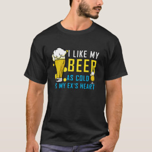 T-shirt j'aime ma bière aussi froide que le coeur de mon e