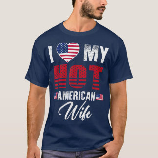 T-shirt J'Aime Ma Chaude Épouse Américaine Relation Mignon