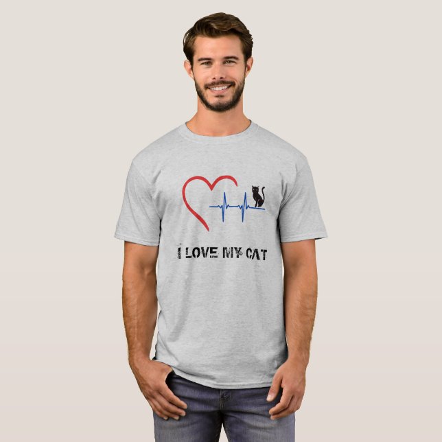 T-shirt J'aime ma chemise de chat (Devant entier)