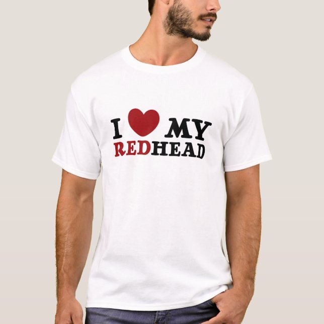 T-shirt J'aime ma chemise pour homme à tête rouge (Devant)