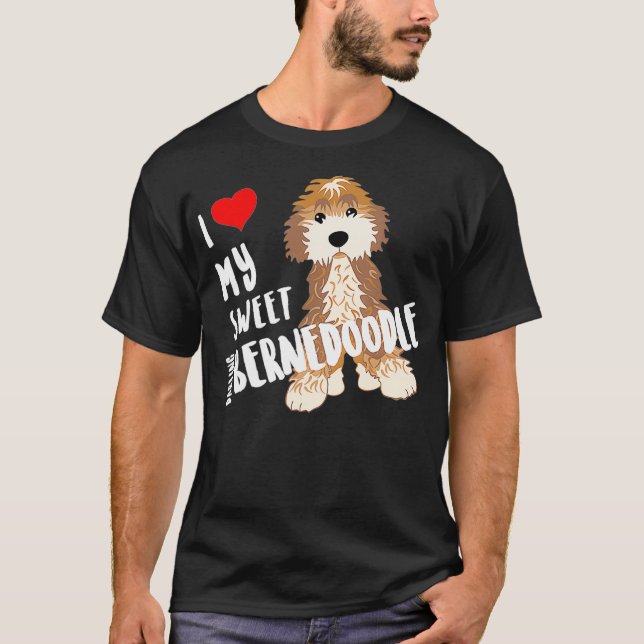 T-shirt J'Aime Ma Douce Chérie Bernedoodle Chien Drôle Mig (Devant)
