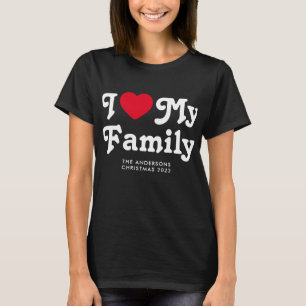 T-shirt J'aime ma famille Rétro Noël assorti