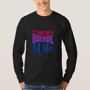 T-shirt J'aime ma femme bisexuelle Fierté Bi Drapeau Bisex