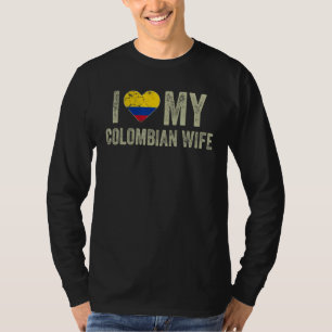T-shirt J'aime ma femme colombienne Colombie Drapeau drôle